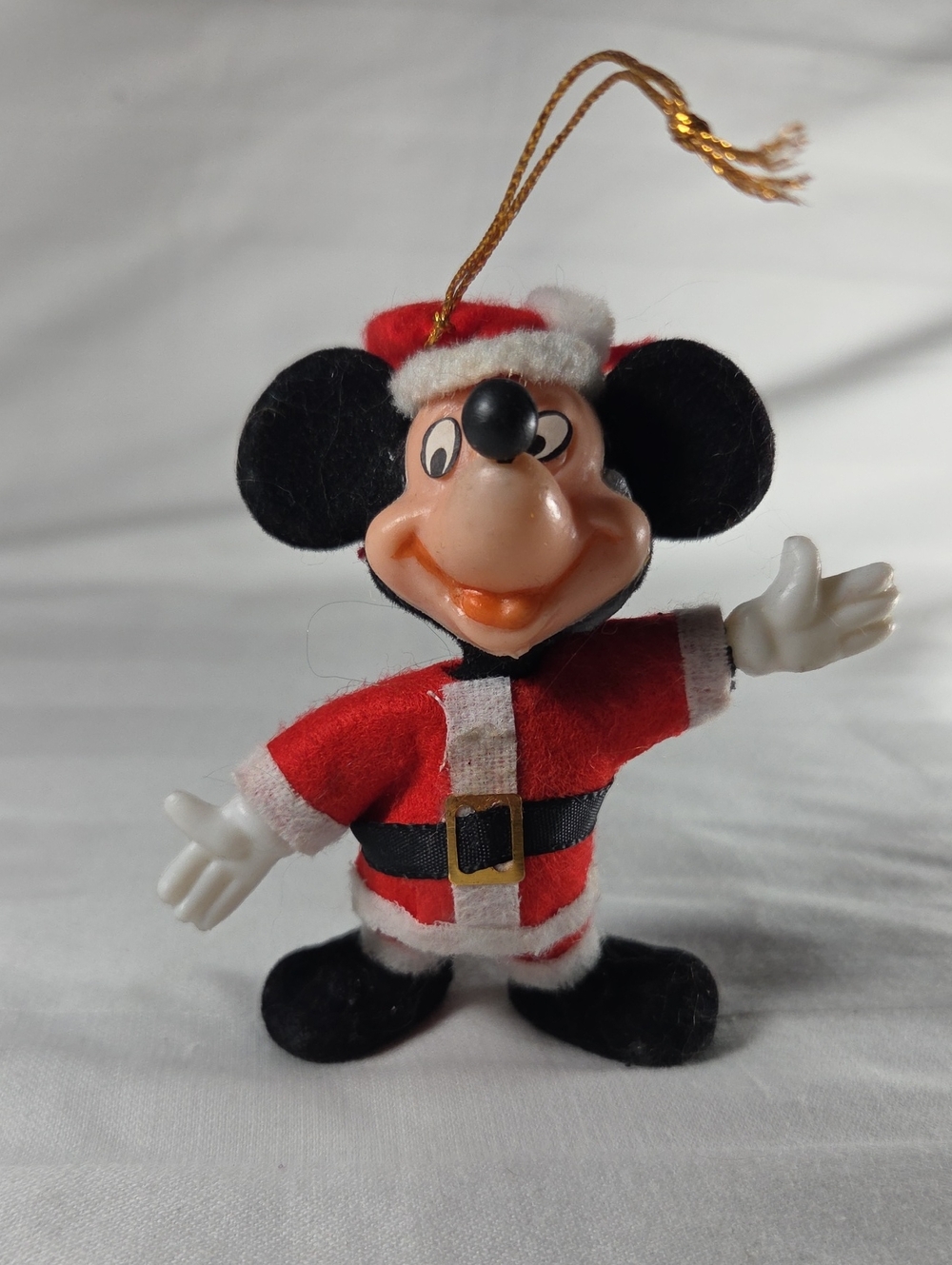 VTG 1970s Flocked Walt Disney Hong Kong Mickey Mouse Blow Mold Tree Ornament